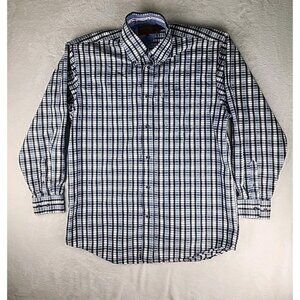 Coyote Mood Shirt Mens Large White/Blue Square Plaid Long Sleeve Snap Western